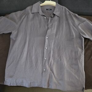 Alfani Gray Casual Button Down Shirt Relaxed Fit